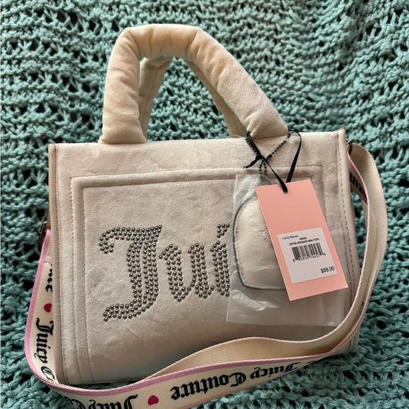 NEW! Juicy Couture Velour Extra Spender Tote Bag Crossbody Black Liquorice NWT - Picture 7 of 13